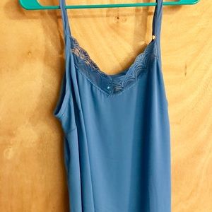 Torrid Blue Chiffon tank lace trim